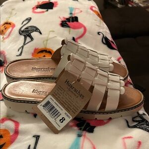 BearPaw Women's Cream Huarache Sandals